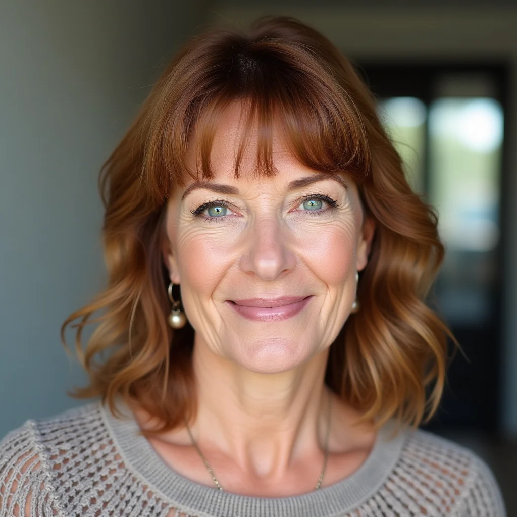 Schulterlange Stufen mit Vorhangpony