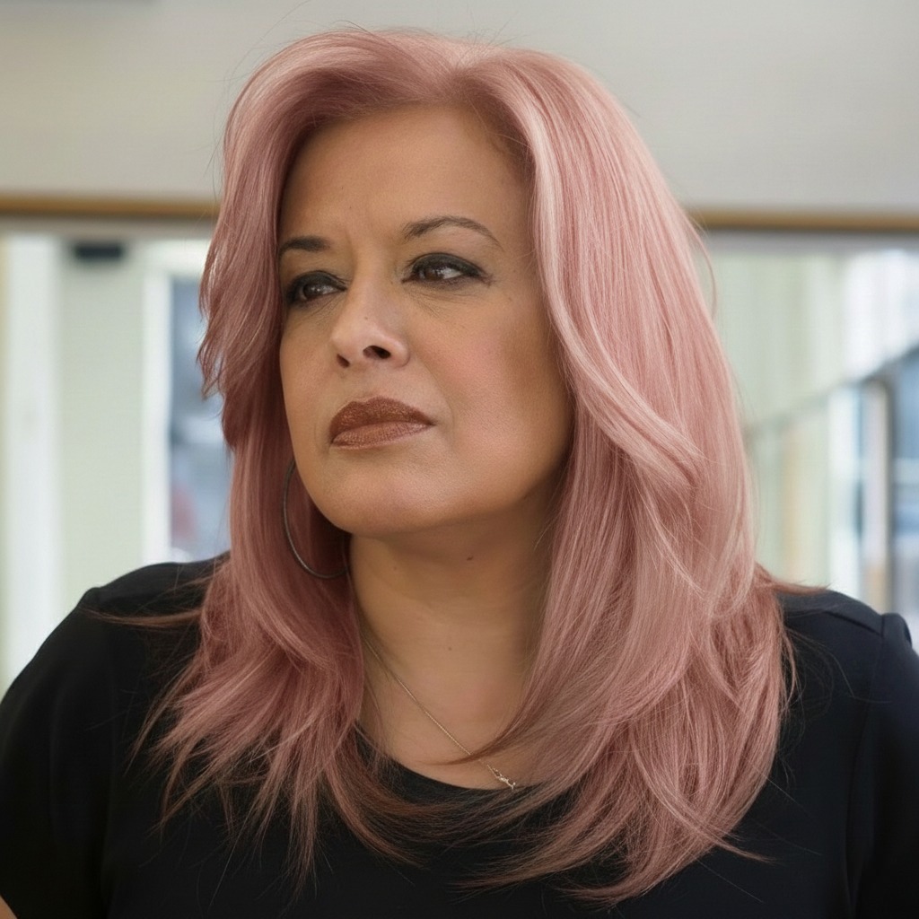 Schulterlanger Schnitt mit Roségold-Tönung