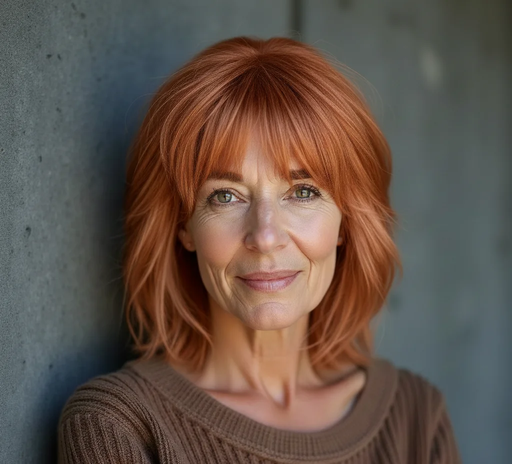 Schulterlanger Schnitt mit stufigem Pony