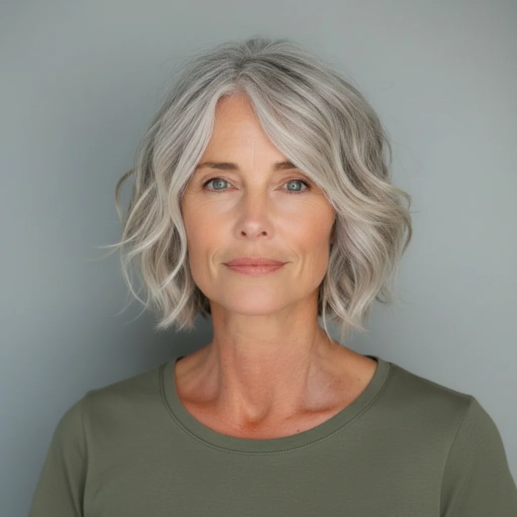 Shag mit gesichtsumrahmenden Stufen und eisigem Blond