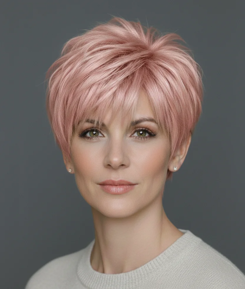 Strukturierter Pixie-Schnitt mit gefiederten Pony