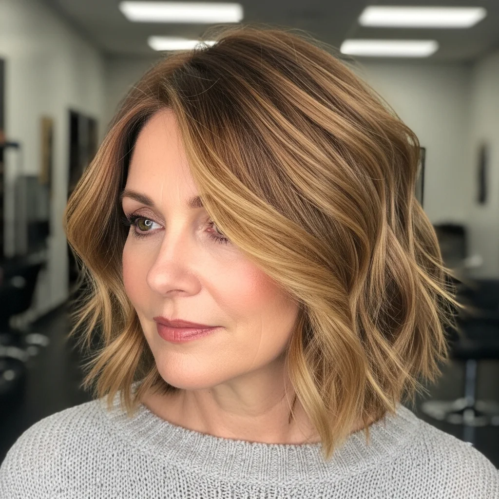 Strukturierter Schulterschnitt mit Karamell-Balayage
