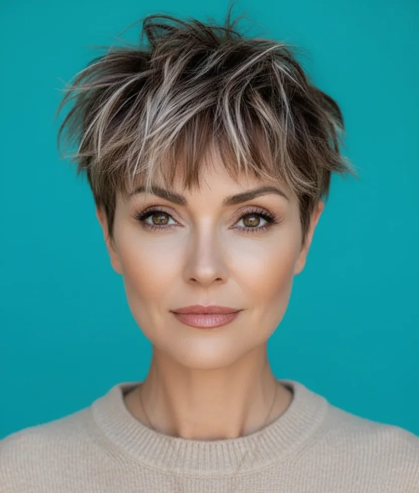 Stufiger Pixie-Schnitt mit strukturiertem Pony