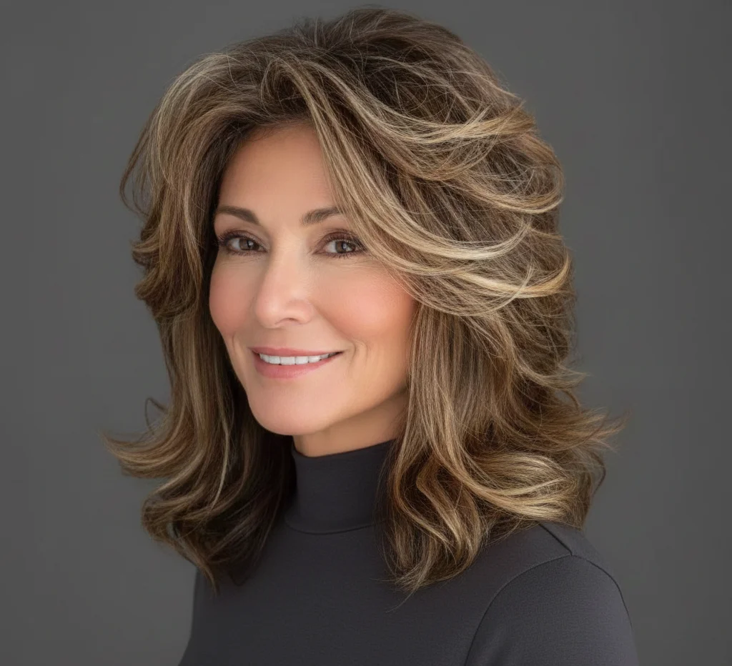 Stufiger Schnitt mit langem Seitenscheitel