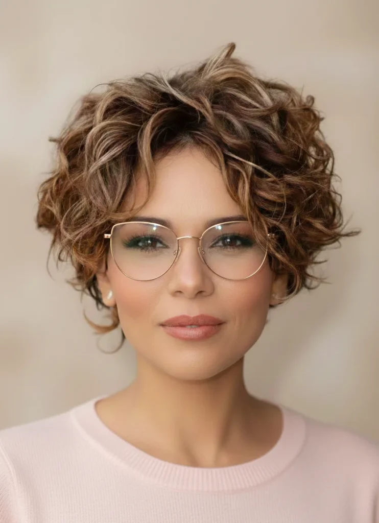  Stufiger lockiger Bob mit Volumen