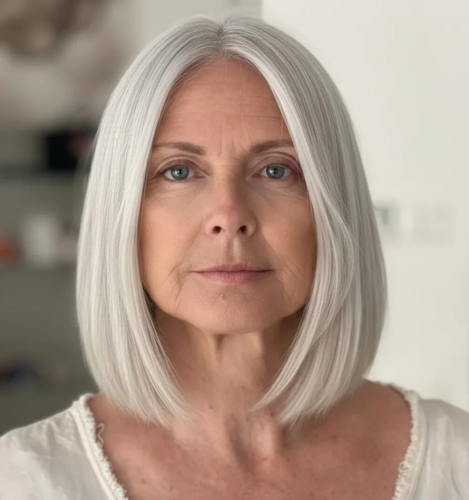 Stumpfer Schnitt mit eisblondem Finish