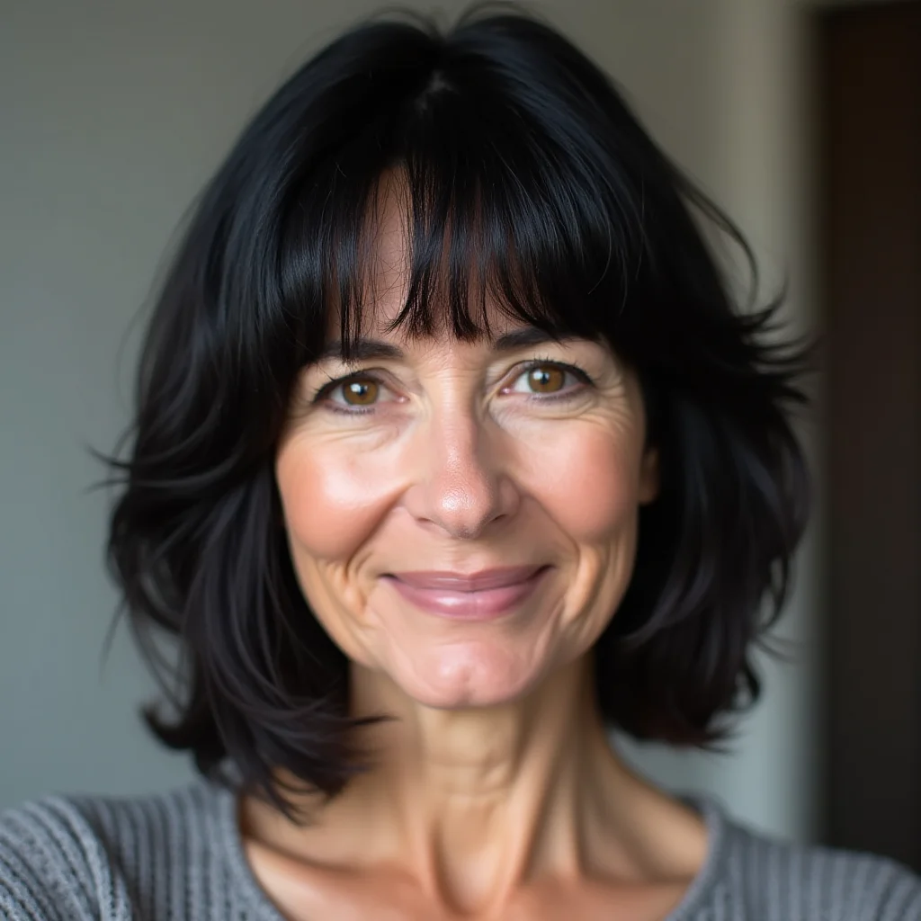 Stumpfer Schnitt mit vollem Pony