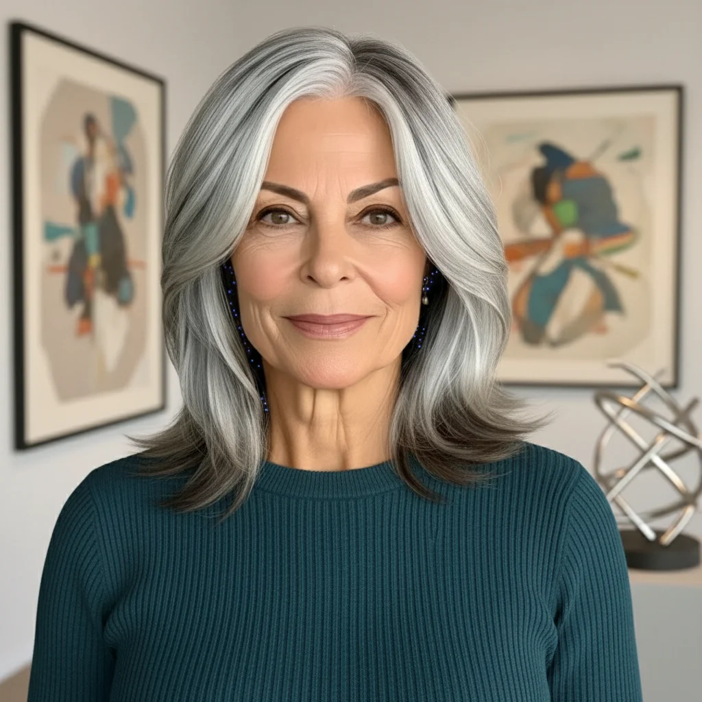 Voluminöser Stufenschnitt bis zu den Schultern