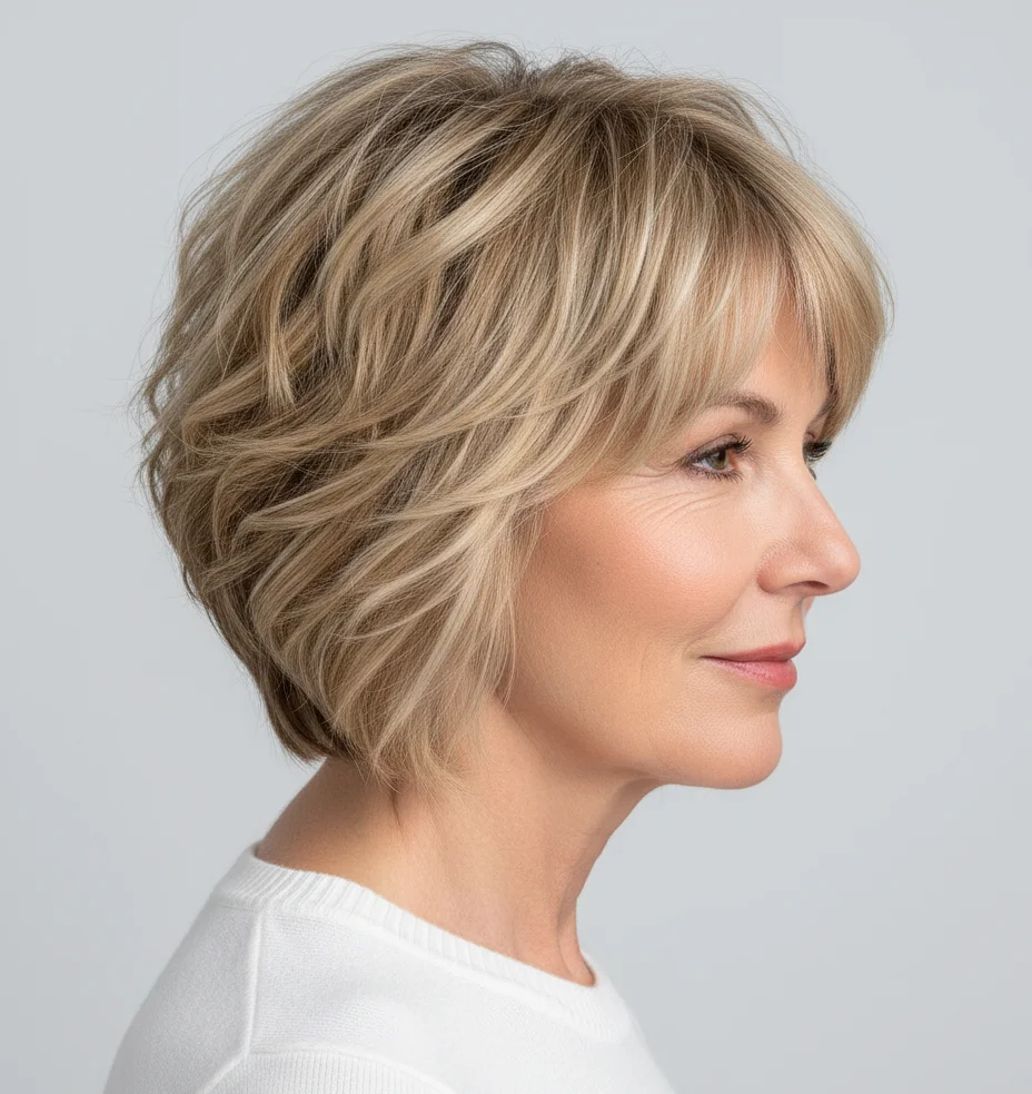 Voluminöser Stufenschnitt mit weichem Pony