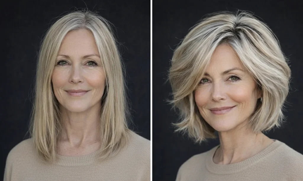 Weich gestufter langer Bob