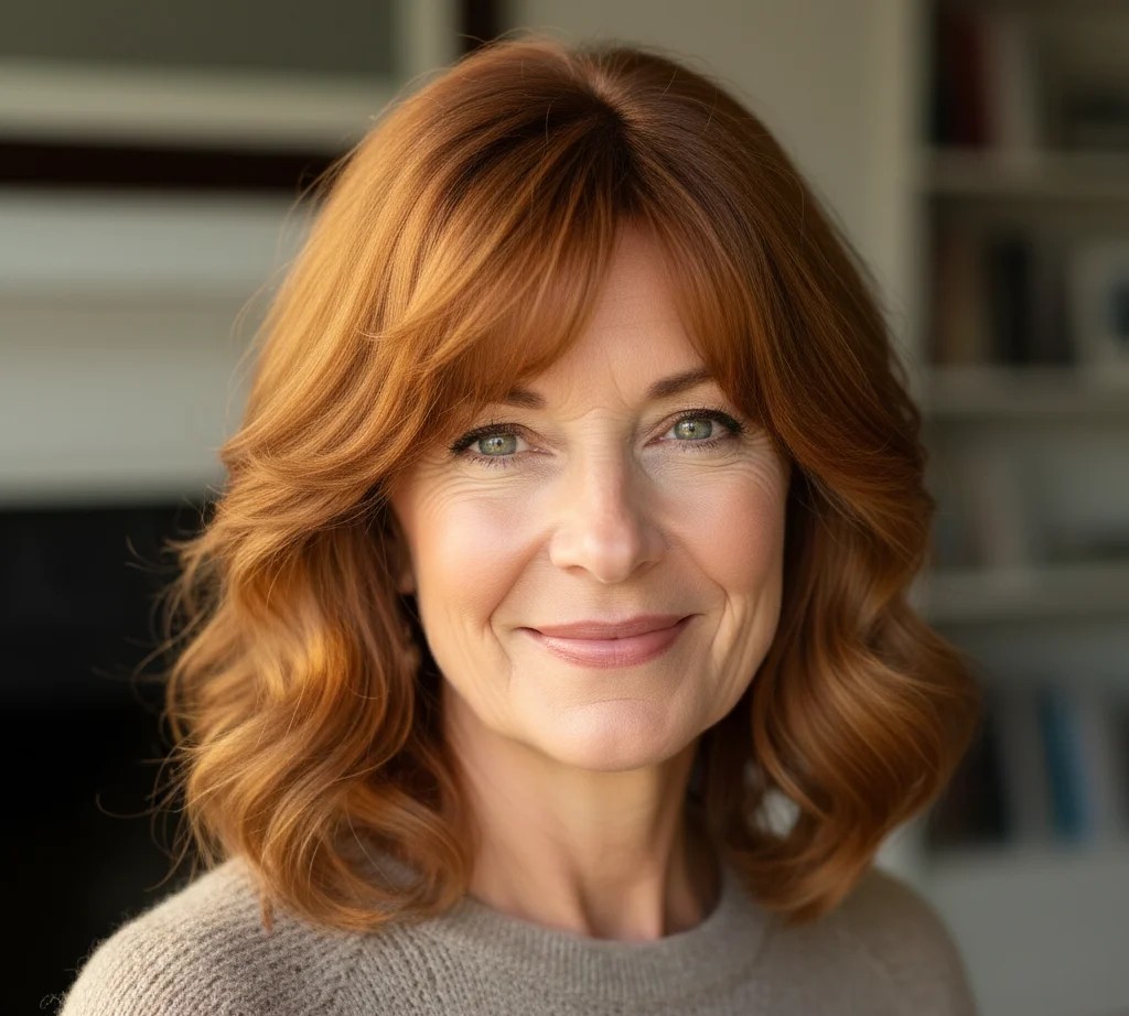 Weiche Locken mit seitlichem Pony