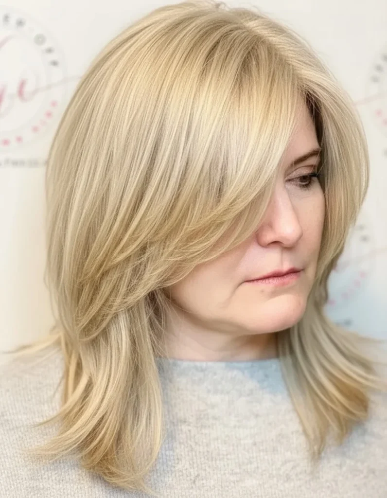 Weicher Stufenschnitt mit champagnerblondem Ton