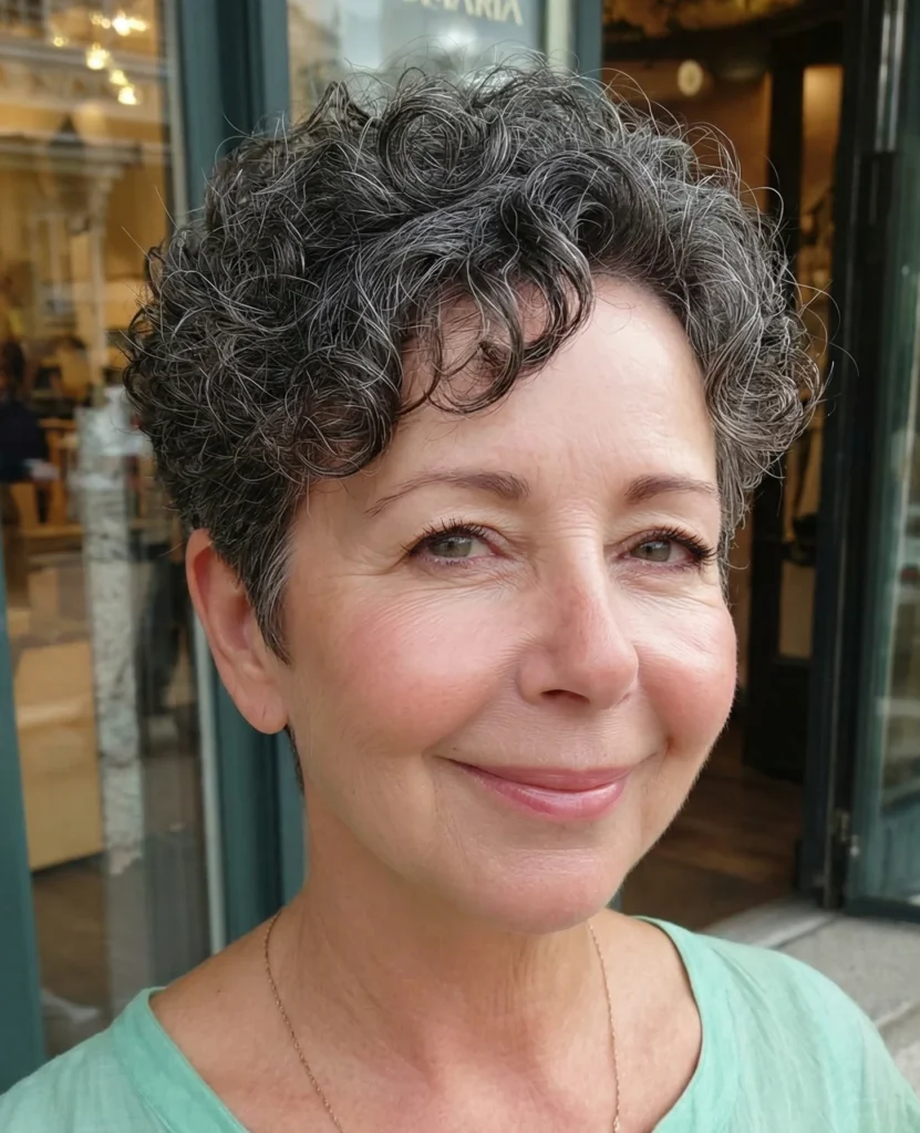 Kurzer nach hinten auslaufender Lockenschnitt