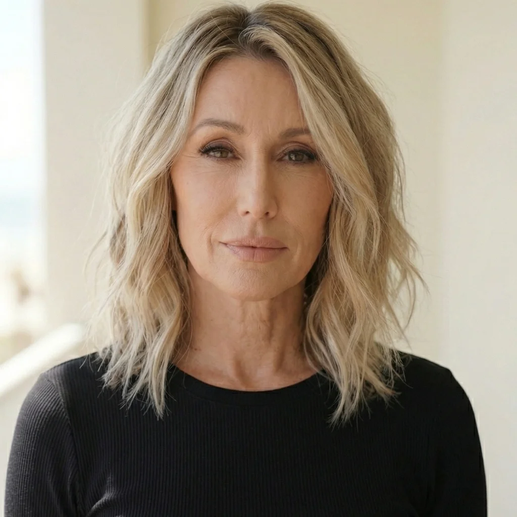 Schulterlange Stufen mit Wellen