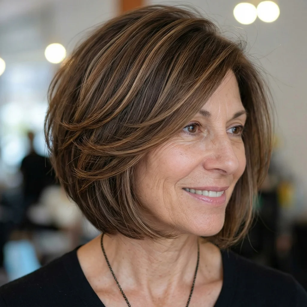 Stufiger Bob mit Volumen an den Seiten