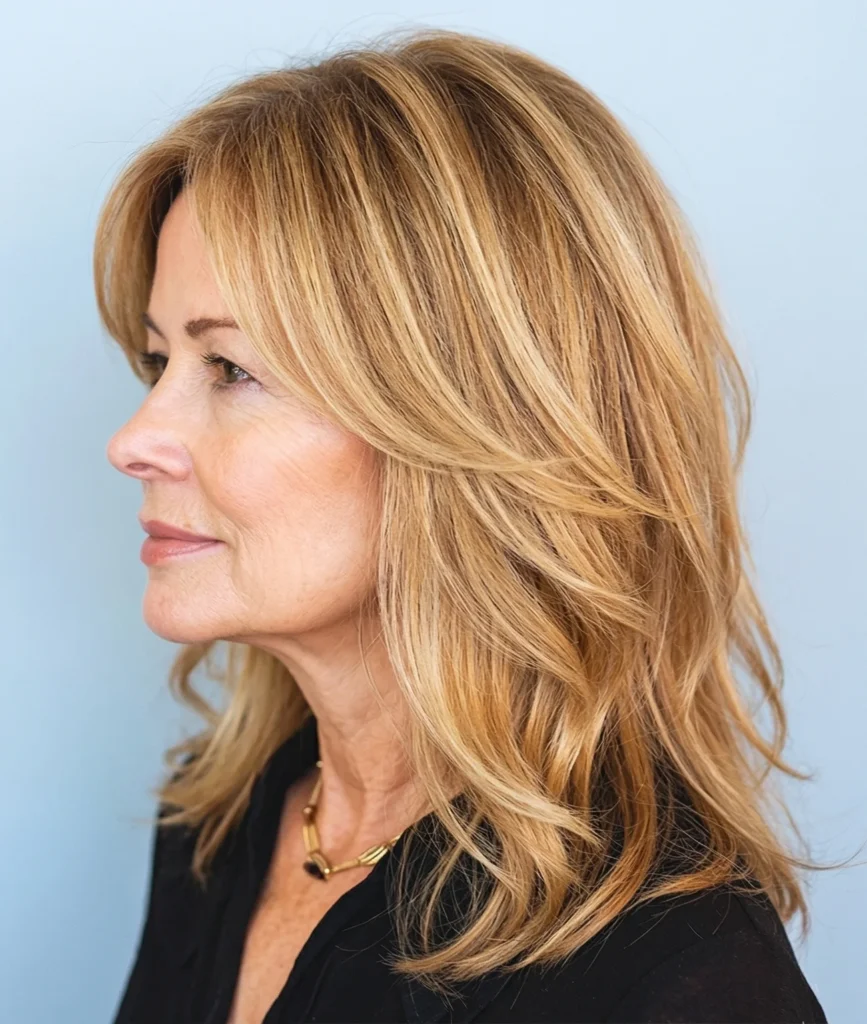 Stufiger Kinnlängen-Schnitt für rundes Gesicht – peppige Frisuren für Frauen ab 50