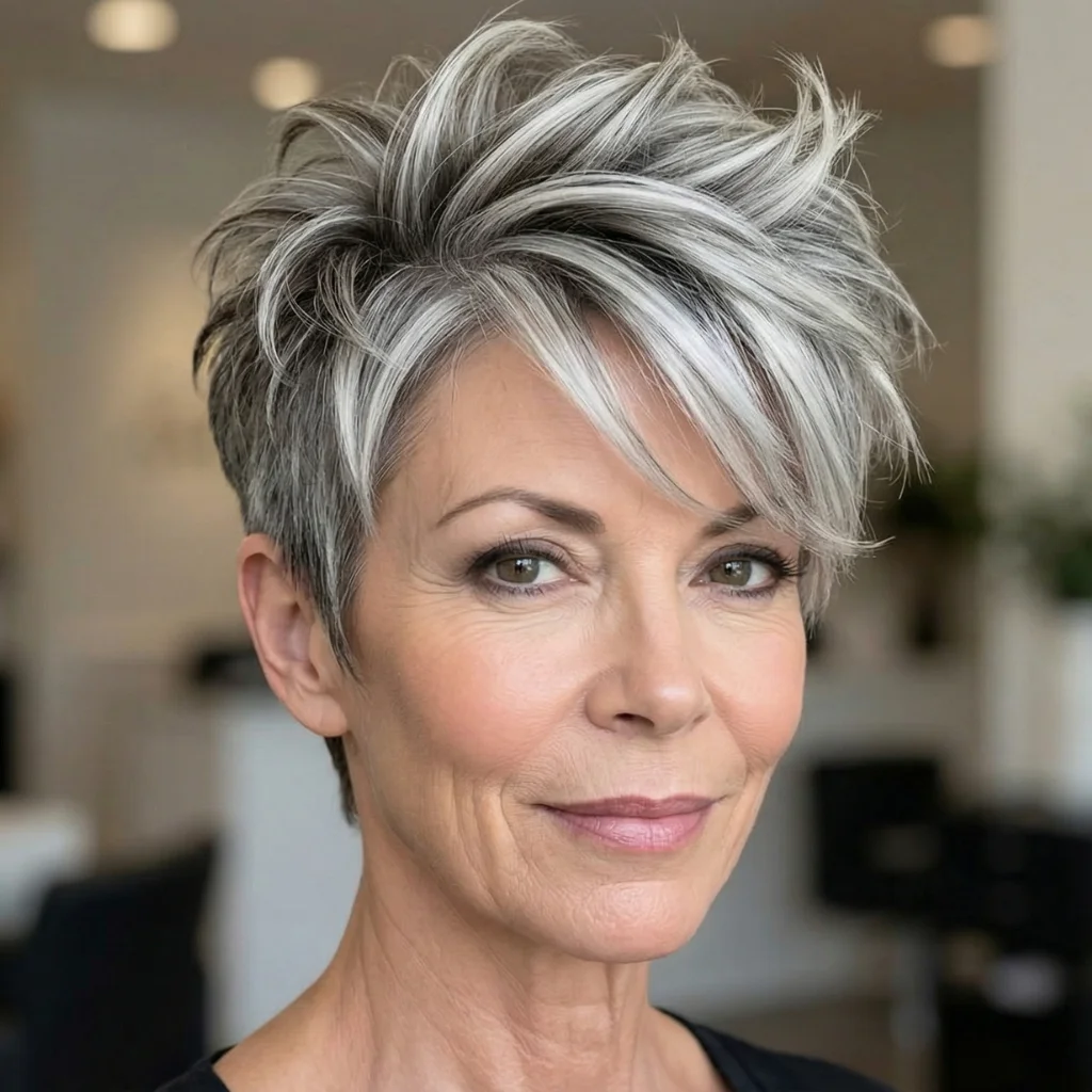 Tapered Pixie mit angehobenem Scheitel