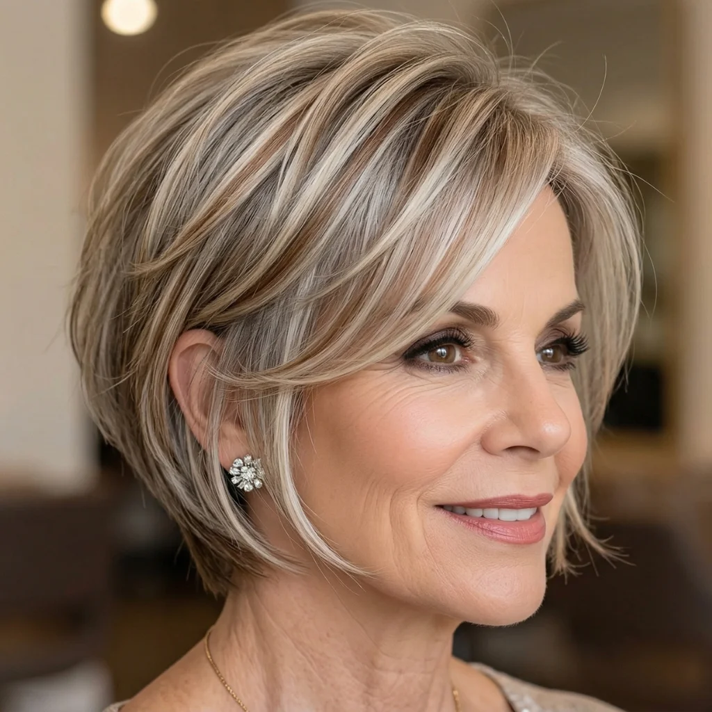 Weicher Stufenschnitt mit gesichtsumrahmenden Strähnen