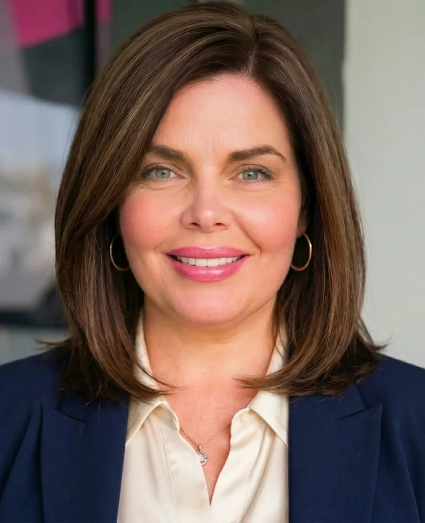 Langer Bob mit Seitenscheitel für rundes Gesicht – peppige Frisuren für Frauen ab 50