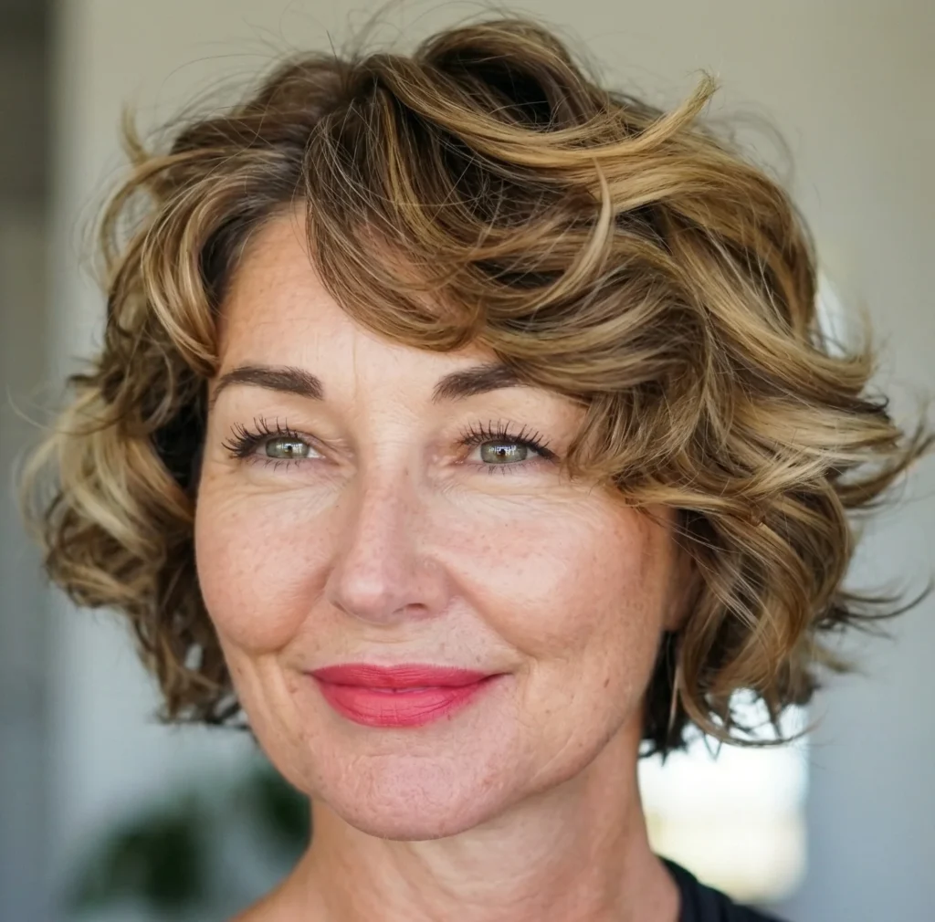 Lockiger Bob für rundes Gesicht – peppige Frisuren für Frauen ab 50