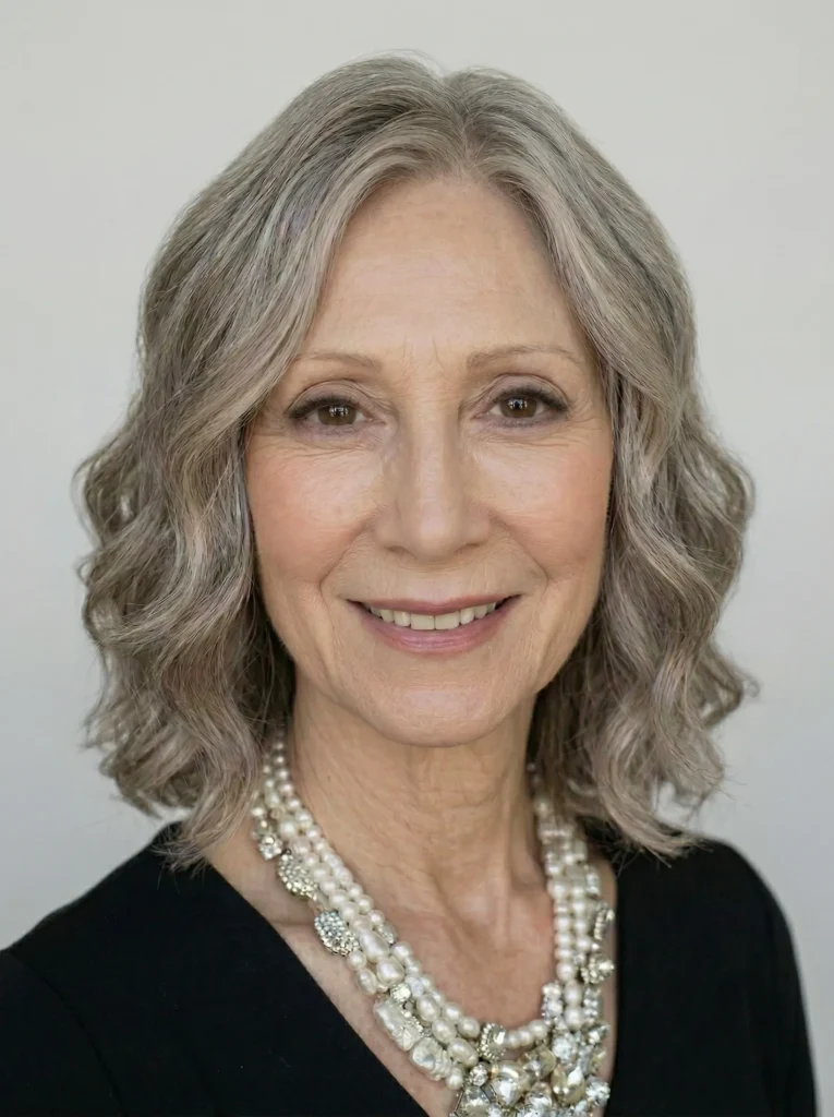 Natürliches graues Haar mit sanften Wellen