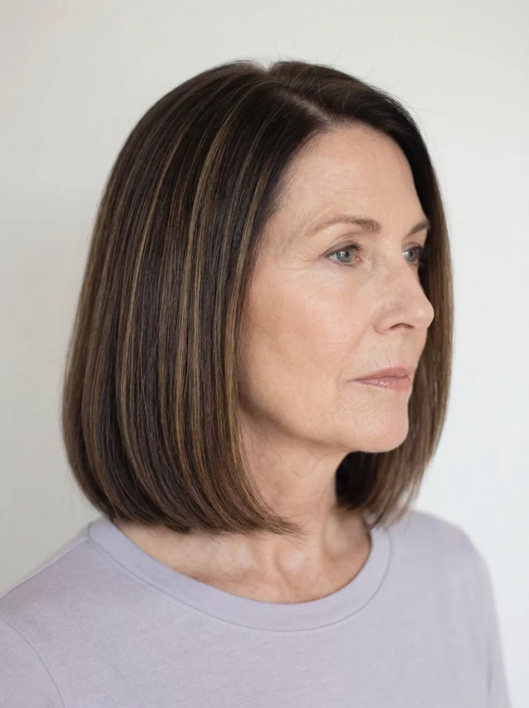 Klassischer schulterlanger Bob mit Seitenscheitel