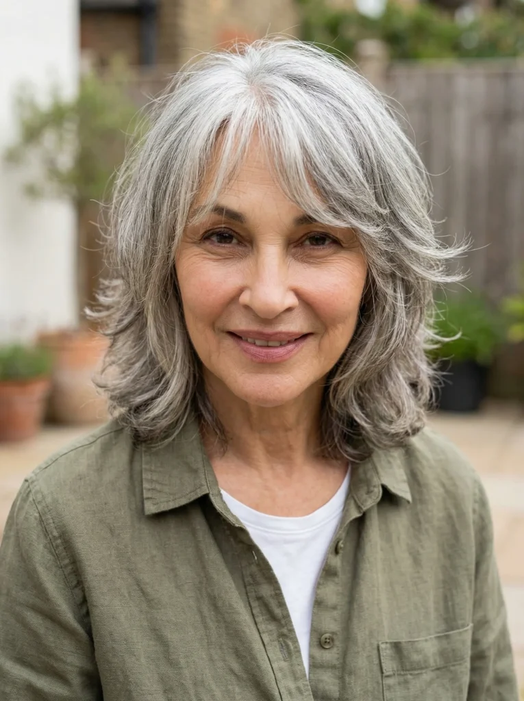 Moderner Shag mit natürlichem Grau