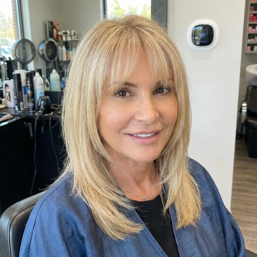 Schulterlanger Schnitt mit leichtem Pony