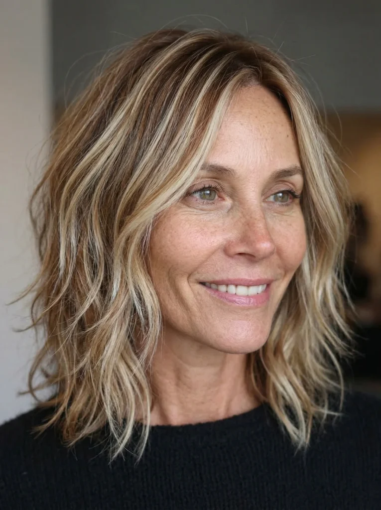 Stufenschnitt mit dimensionalen Strähnchen