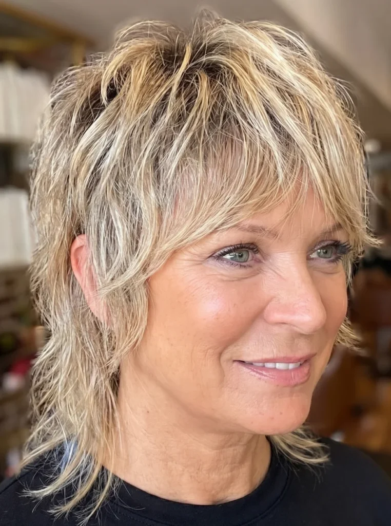 Weicher Mullet mit gesichtsumrahmenden Stufen für Frauen ab 50