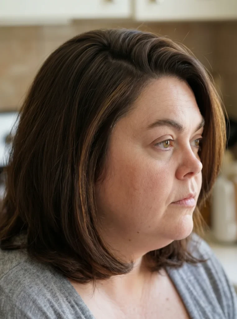 Elegante Frisuren mit Seitenscheitel für Frauen ab 50 mit rundem Gesicht und Doppelkinn