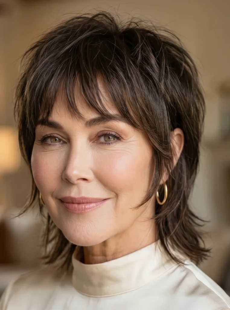 Kinnlange moderne Mullet Frisur für Frauen ab 50