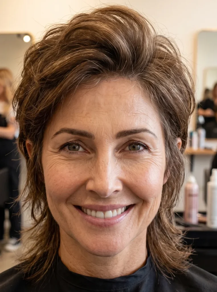 Mullet Frisur mit Volumen am Oberkopf für Frauen ab 50