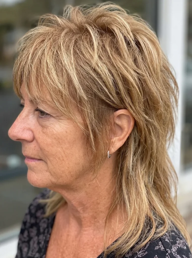 Pflegeleichte Wash-and-Wear Mullet Frisur für Frauen ab 50