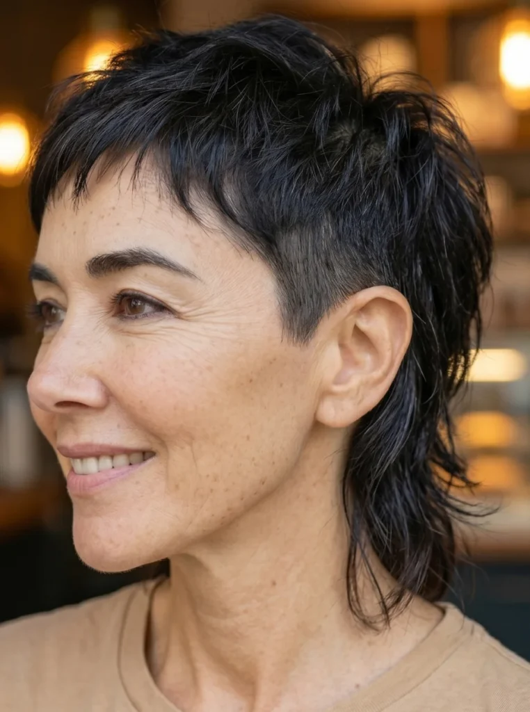 Pixie Mullet Frisur für Frauen ab 50 mit modernem Look