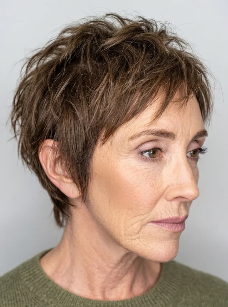 Shaggy Pixie Frisur für Frauen ab 50 mit lässigem Look