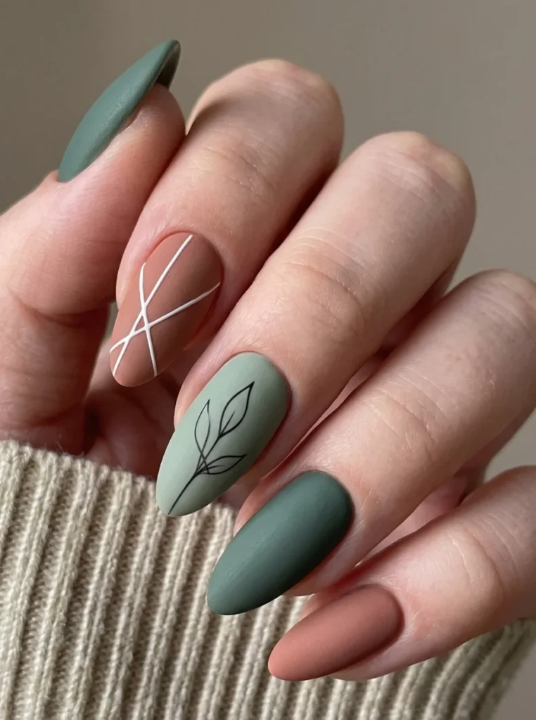 Matte Mandelnägel mit samtigem Finish, modernes und elegantes Nageldesign in dezenten Farben für einen stilvollen Look